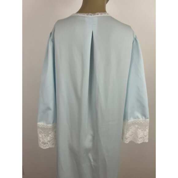 Vintage Bert Yelin for Iris Women's M Bue Robe Lace Trim - Picture 10 of 13